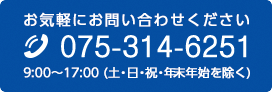 お問い合わせ電話番号075-314-6251